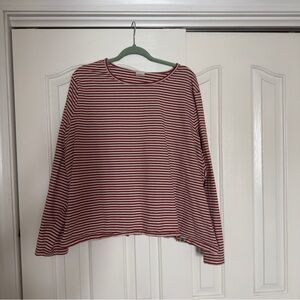 Lucy & Yak Striped Long-Sleeve Crewneck Top - Red/White